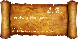 Lendvay Nesztor névjegykártya
